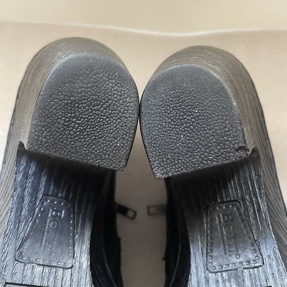 Born Boots Women 9.5 Black Dollie Platform Clog Chunky Leather Ankle Booties Zip - Picture 9 of 14